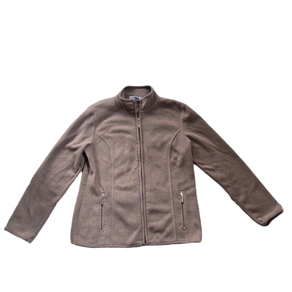 Karen Scott Brown Fuzzy Fill Zip Jacket - Picture 2 of 7
